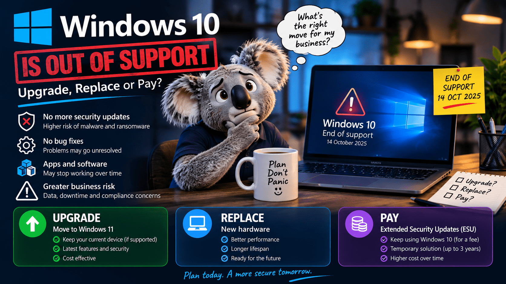Windows 10 Is Out of Support: Upgrade, Replace or Pay